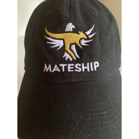 Mateship Embroidered Black Baseball Cap Adjustable Strap Cotton Unisex - Picture 2 of 7